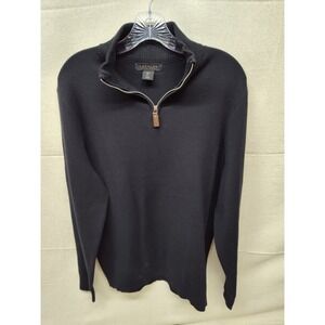Lachlan British Inspired Mens Black Quarter Zip Pullover‎ Sweater Large